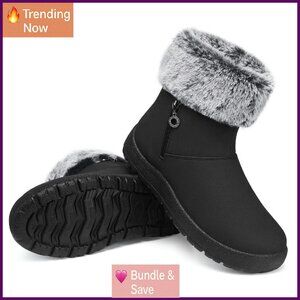 Waterproof Fur Lined Winter Snow Boots Wide Width Warm Comfy Size 5-11